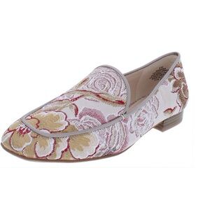 NINE WEST 8Xena Floral Embroidered Satin Flats, Loafers - 9.5